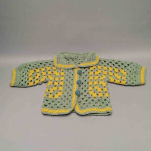 Baby vest gehaakt groen geel handgemaakt