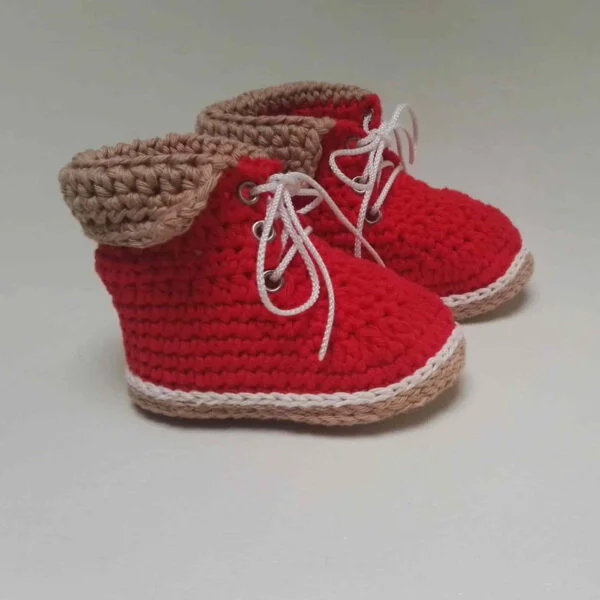 baby schoen Bergschoen gehaakt Rood