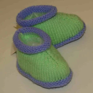 Baby Slof Laarsje gebreid groen lila