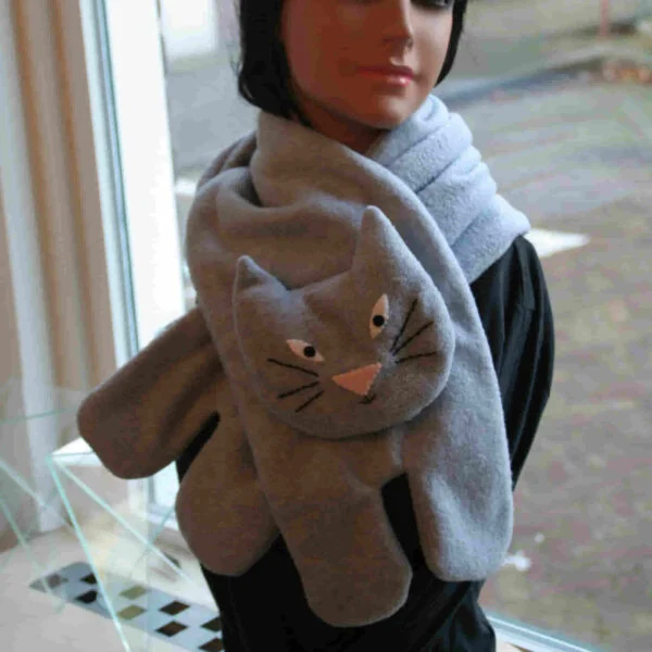 Sjaal Fleece poes grijs