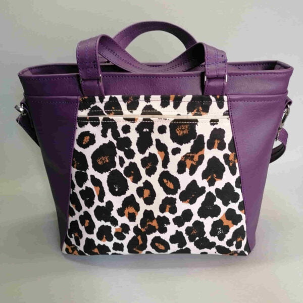 Tas schoudertas handtas skai leer print paars panter