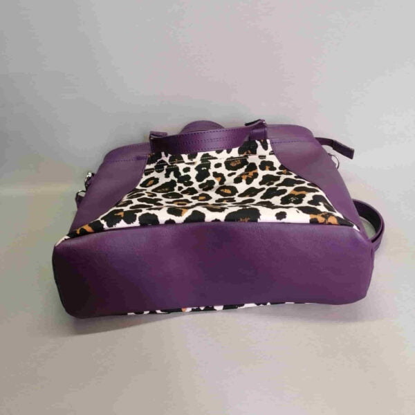 Tas schoudertas handtas skai leer print paars panter