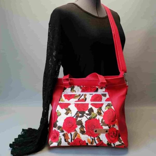 Tas schoudertas handtas skaileer print rood bloem3