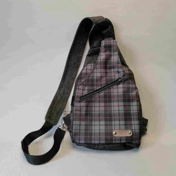 Sling schoudertas rugzak ruit denim handgemaakt