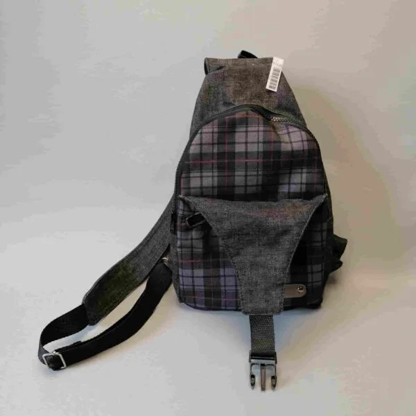 Sling schoudertas rugzak ruit denim handgemaakt