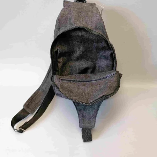 Sling schoudertas rugzak ruit denim handgemaakt