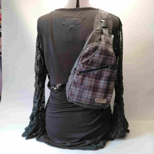 Sling schoudertas rugzak ruit denim handgemaakt