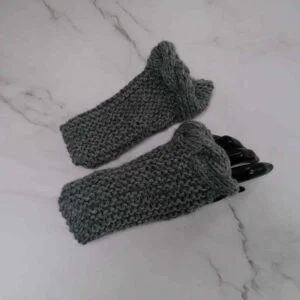 Handschoen vingerloos ribbel kabel grijs