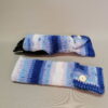 Handschoen vingerloos gebreid blauw knoop handgemaakt