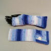Handschoen vingerloos gebreid blauw knoop handgemaakt 2
